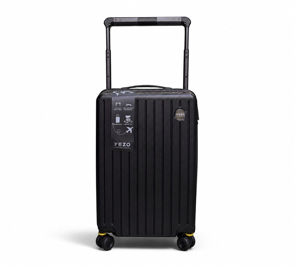 Maleta de viaje rígida negra MAYORISTASBAG de 10kg con ruedas giratorias y mango telescópico ajustable
