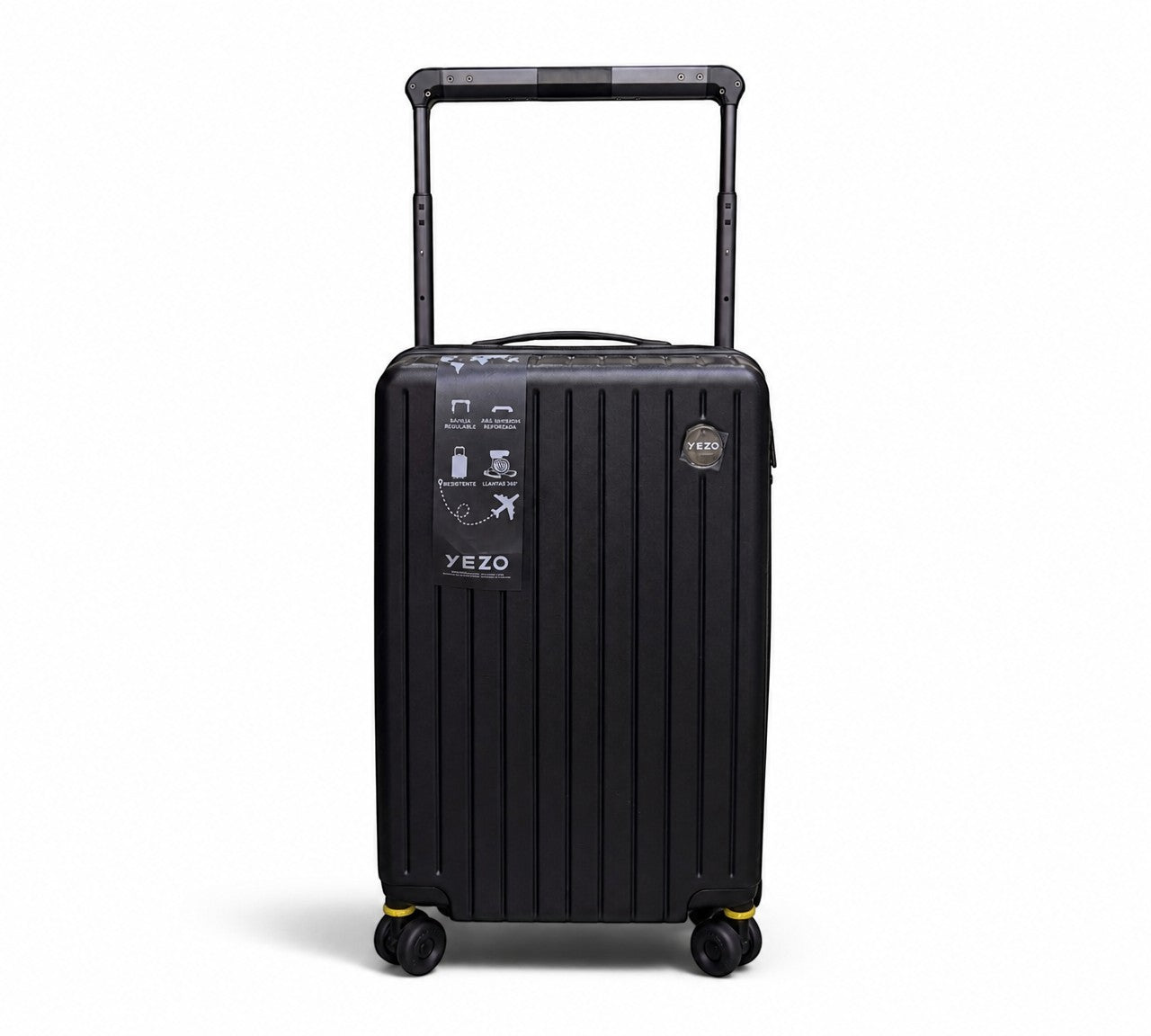 Maleta de viaje rígida negra MAYORISTASBAG de 10kg con ruedas giratorias y mango telescópico ajustable