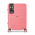 Maleta de viaje rosa MAYORISTASBAG YEZO NOVA de 10 kg con acabado estriado, cuatro ruedas giratorias y diseño moderno.