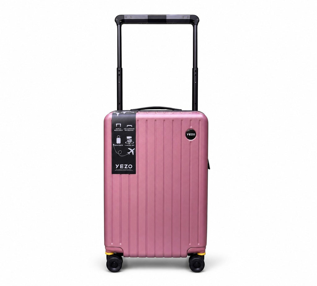 Maleta de viaje rígida MAYORISTASBAG YEZOLV color rosa con ruedas giratorias y mango telescópico ajustable