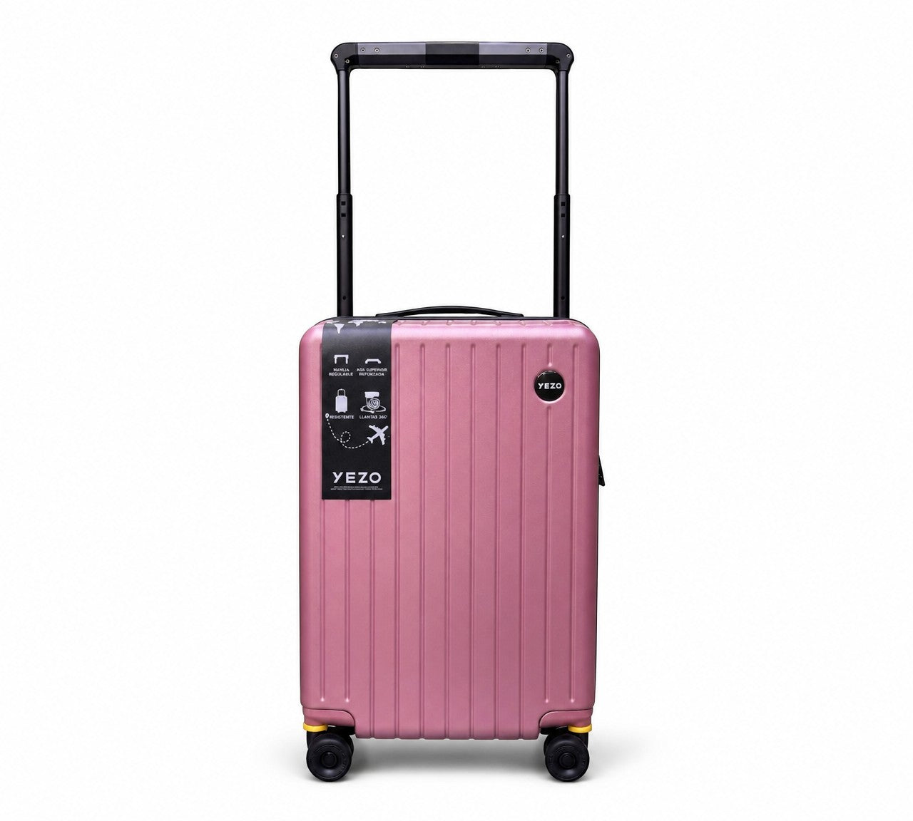 Maleta de viaje rígida MAYORISTASBAG YEZOLV color rosa con ruedas giratorias y mango telescópico ajustable