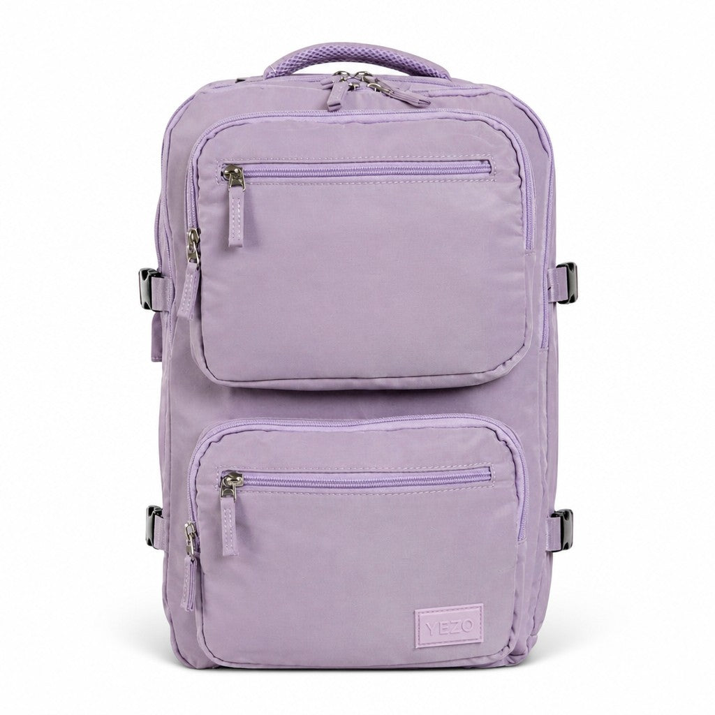 Morral urbano MAYORISTASBAG YEZO 2218 en color lila con múltiples compartimentos y diseño ergonómico resistente.