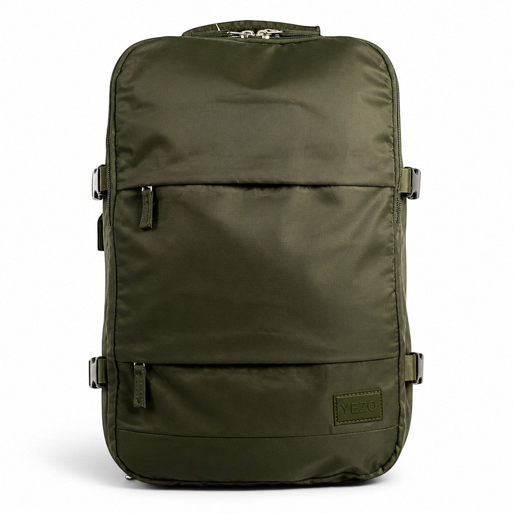 Morral MAYORISTASBAG YEZO 2210 color verde oliva con diseño minimalista, compartimento para portátil y alta resistencia
